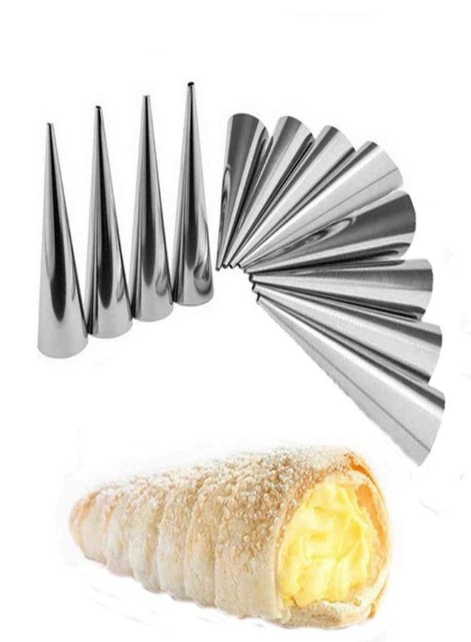 Fellibay Hofumix Baking Tools Cannoli Tubes Ice Cream Molds Cream Horn Stainless Steel Brioche Molds for Making Croissant 12pcs - Image 1